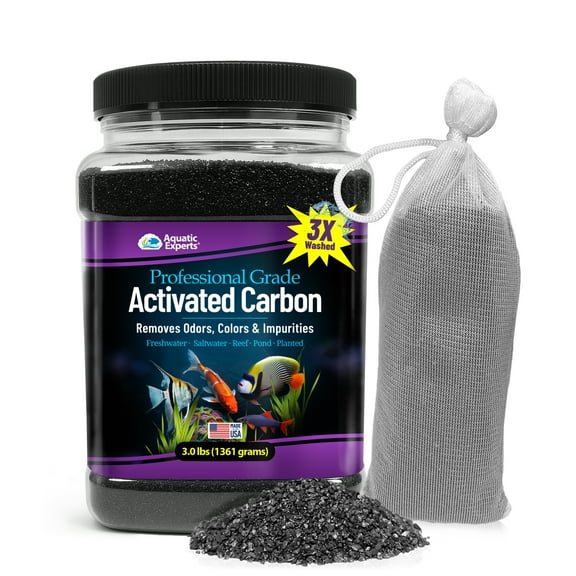 Aquatic Experts - Premium Activated Carbon Aquarium Water Filter Charcoal Media with Fine Mesh Bag, 3.0 lbs