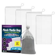 Aquatic Experts - Premium Reusable Aquarium Filtration Fine Mesh Media Filter Bags with Drawstring, 4 Pack, 5" x 9"