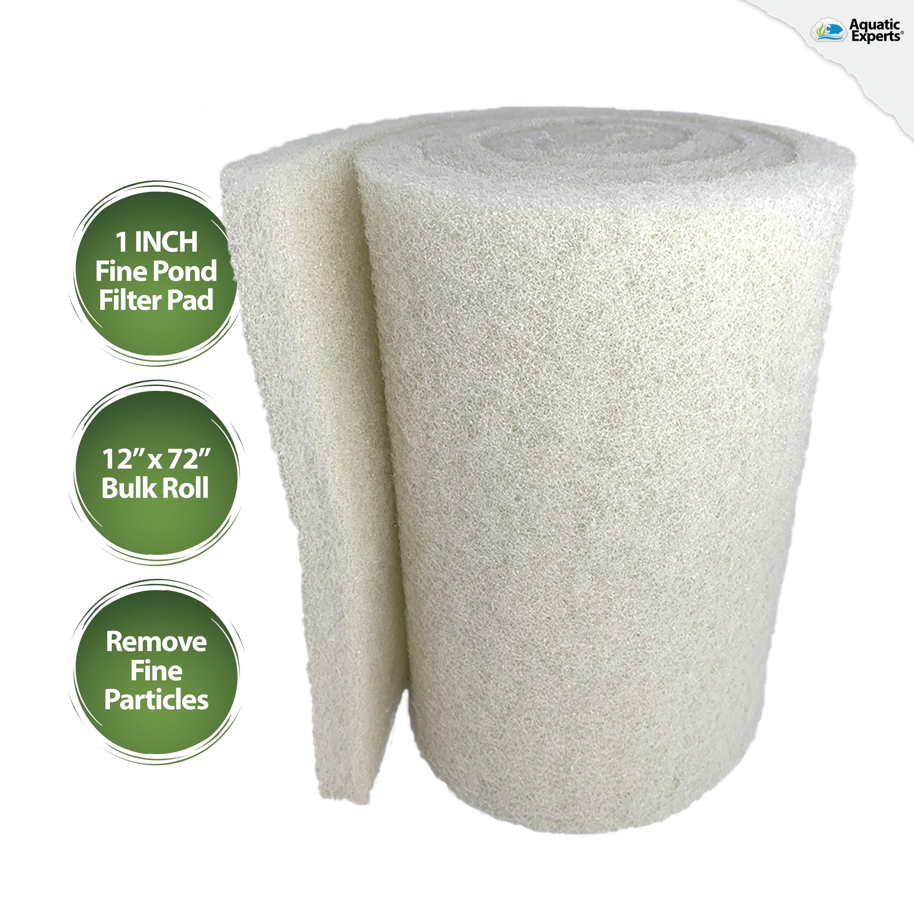 White Fine Pond Filter Pad Bulk Roll, 12" x 72"