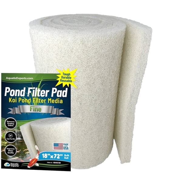 Aquatic Experts - White Classic Pond Filter Pad, Bulk Koi Pond Filter Media, 18" x 72" x 1"