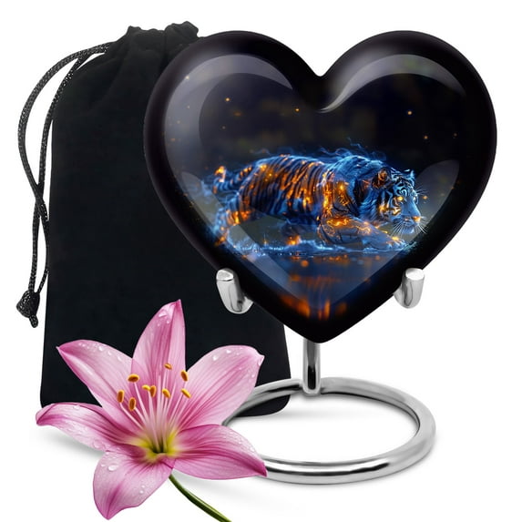 Aquatic Fire Cremation Urns For Human Ashes, Large Urn For Men Ashes, Cremation Urn For Human Ashes, Funeral Urns For Adult Ashes Women, Urns For Burial (8inch), Decorative Heart Urn For Mom Ashes