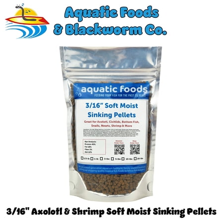 Axolotl Food - 3/16" Rangen's Premium Soft Moist Sinking Pellets for Axolotls, Salamanders, Shrimp, Snails & ALL Tropical Fish - 1/2-lb
