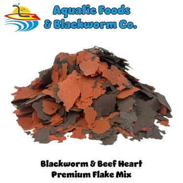 Aquatic Foods 45% Blackworm & Beef Heart Flake Blend, ULTRA Premimum Tropical Fish Flakes - 1/8-lb