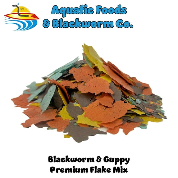 45% California Blackworm & Guppy & Endler Flake Blend, ULTRA Premimum Tropical Fish Flakes Made in USA! - 2-lbs