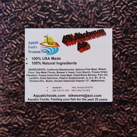 Aquatic Foods 45% California Blackworm Sinking Bits, Perfect for Discus, Cichlids & ALL Tropical Fish - 1-lb