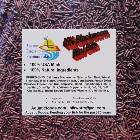 Aquatic Foods 45% California Blackworm Sinking Micro Sticks, Perfect for Discus, Cichlids & ALL Tropical Fish - 1/2-lb