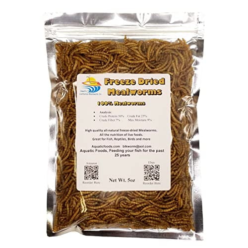 Aquatic Foods 5oz. Freeze Dried Mealworms, High Protein Mealworms for