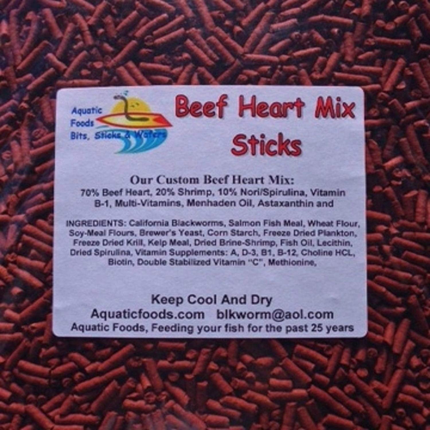 Aquatic Foods Beef Heart Mix Sinking Sticks for Discus, Cichlids
