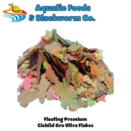 Aquatic Foods Cichlid Gro Flakes - Premium Tropical Fish Foods - 1-lb