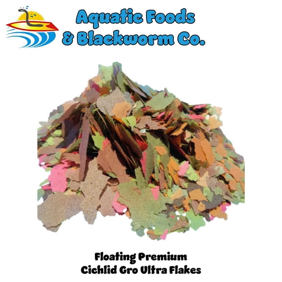 Aquatic Foods Cichlid Gro Flakes - Premium Tropical Fish Foods - 5-lbs