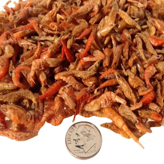 Red River Shrimp, Freeze Dried 1/2" to 1 & 1/4" Shrimp for Cichlids, All Tropical Fish, Pond Fish, Aquatic Turtles, Reptiles, Rodents - 1-lb