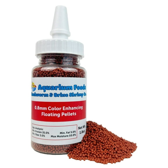 0.8mm 1/32" Micro Intense Color Enhancing Floating Pellets for Guppies, Tetras, Bettas, Nano Fish, All Baby Tropical Fish - 1.8oz Squeeze Bottle
