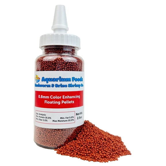 0.8mm 1/32" Micro Intense Color Enhancing Floating Pellets for Guppies, Tetras, Bettas, Nano Fish, All Baby Tropical Fish - 2.5oz Squeeze Bottle