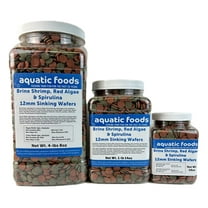 Aquatic Foods Inc. 12mm - 1/2" Brine Shrimp/Red Algae Color Enhancing & Spirulina/Green Algae Sinking Wafer Mix for Shrimp, Snails, Plecos, Catfish. Bottom and All Tropical Fish...WL 10oz Sm Jar