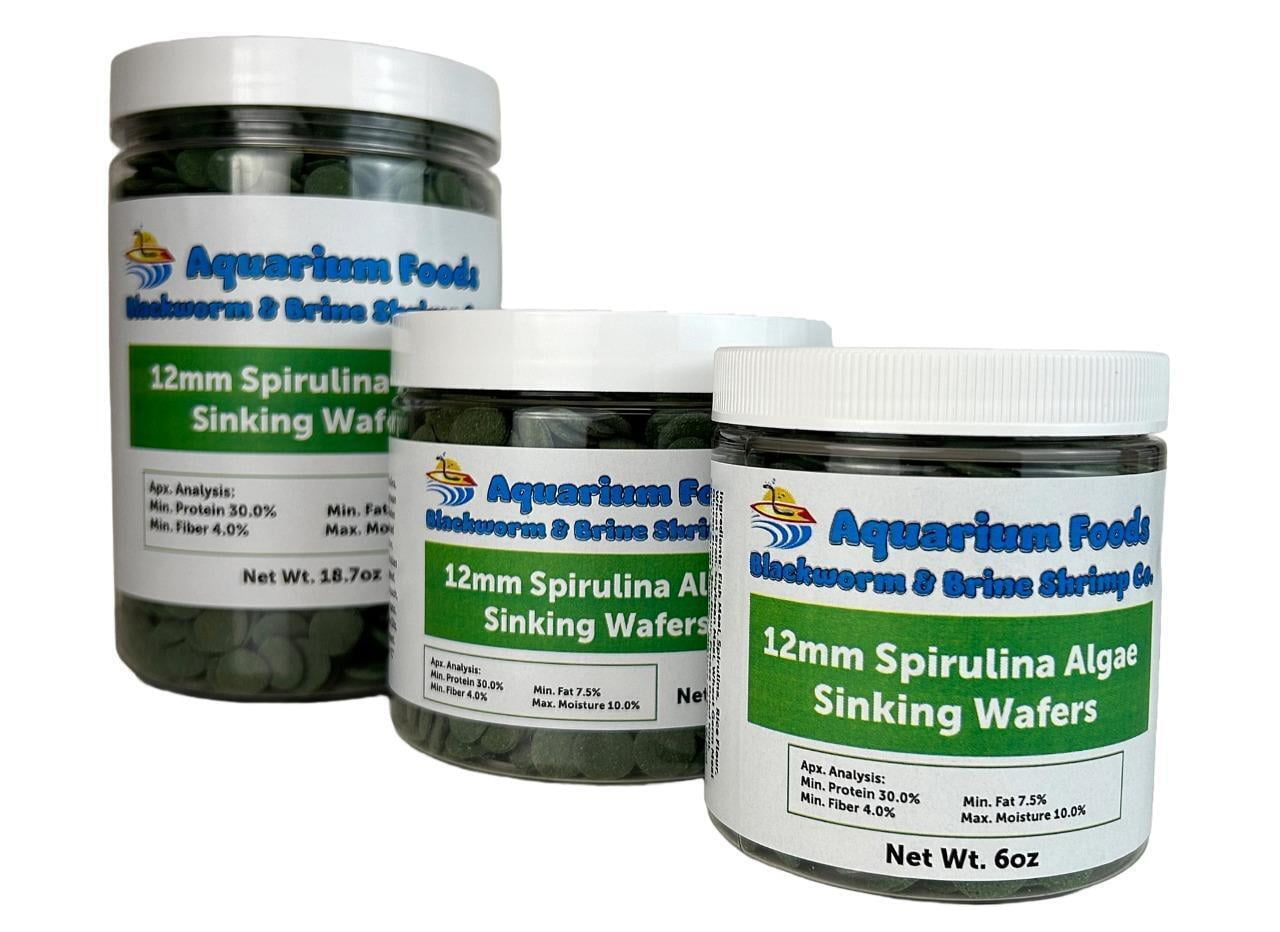12mm - 1/2" Sinking Spirulina, Veggie and Algae Wafers for Shrimp, Snails, Crabs, Plecos, Catfish All Tropical Fish - 18.7oz Lg Round Jar