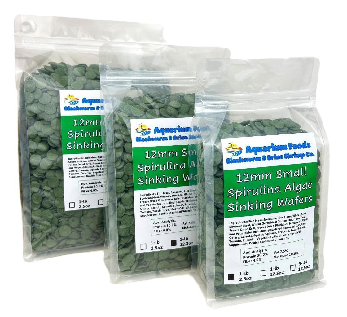 Aquatic Foods Inc. 12mm - 1/2" Small Sinking Wafers of Algae, Spirulina, Veggies for All Tropical Fish, African Cichlids, Shrimp, Snails, Crabs, Catfish, Plecos..3-lbs 12.3oz Clear Bag