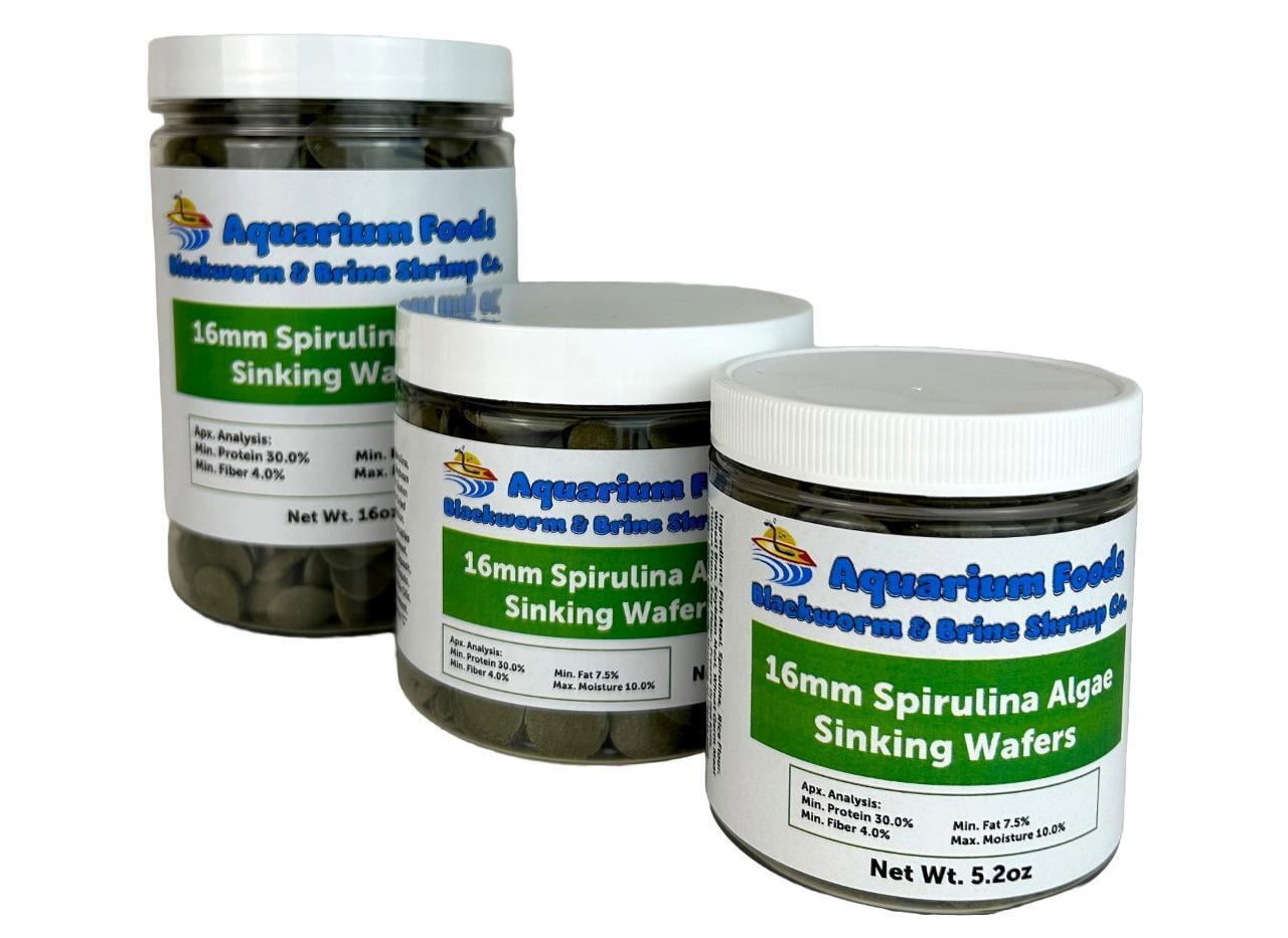 Aquatic Foods Inc. 16mm - 5/8" MED/LG Sinking Spirulina, Veggie and Algae Wafers for Bottom Tropical Fish, Shrimp, Snails, Crabs, Plecos, Catfish, All Tropical Fish5.2oz Sm Round Jar