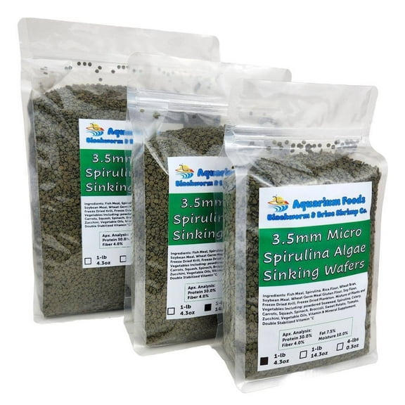 3.5mm - 1/8" Sinking Wafers of Algae, Spirulina, Veggies, All Fish, African Cichlids, Shrimp, Snails, Crabs, Catfish, Plecos - 4-lbs 0.3oz Clear Bag