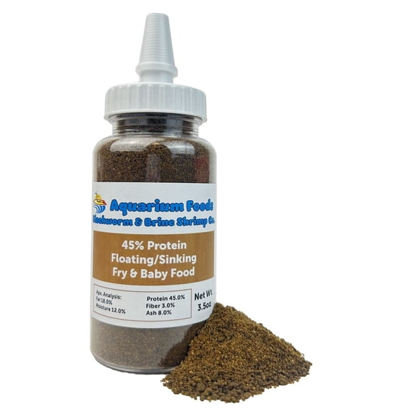 Aquatic Foods Inc. 45% Protein Floating/Sinking Vitamin Enriched Food for Tropical Fish Fry, Babies, Guppies, Tetras, Bettas, Nano Fish, Corals, Anemones, Reef Tanks3.5oz Squeeze Bottle