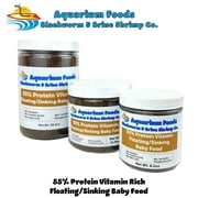 Aquatic Foods Inc. 55% Protein Vitamin Rich Floating/Sinking Baby, Fry Food for Newly Hatched Koi & Pond Fish, Tetras, Guppies, All Community Tropical Fish 11.4oz Med Round Jar