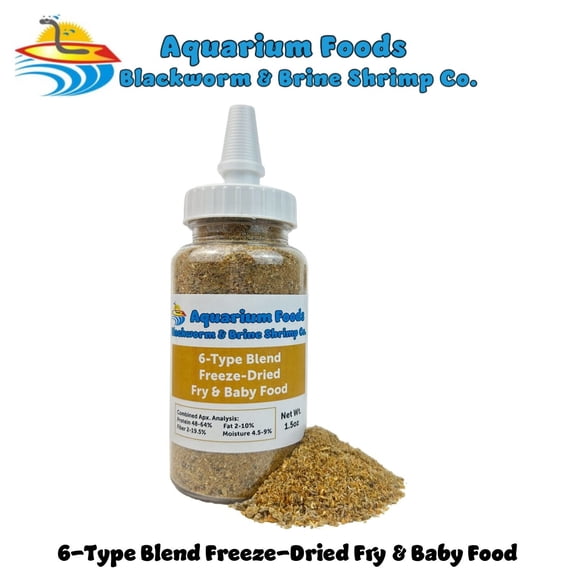 6-Type Mix of Bloodworm, Brine Shrimp, Plankton, Mysis, Tubifex, Krill, for Fry, Babies, Guppies, Tetras, Bettas, Nano Fish - 1.5oz Squeeze Bottle