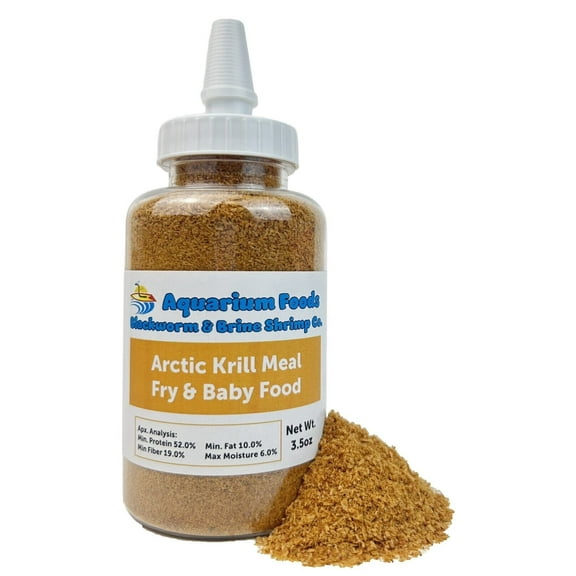 Aquatic Foods Inc. Arctic Krill Meal/Powder for Tropical Fish Fry and Babies, Nano & Micro Fish, Corals and Anemones3.5oz Squeeze Bottle