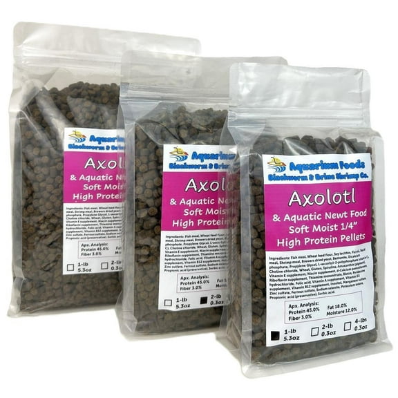 Axolotl Food 1/4" Soft Moist Sinking Rangen Salmon Meal Crumbles for Baby Axolotl, Newts, Shrimp, Snails - 1-lb 5.3oz Clear Bag
