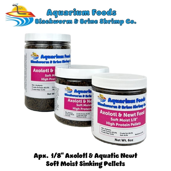 Axolotl Food 1/8" Soft Moist Sinking Rangen Salmon Meal Crumbles for Baby Axolotl, Newts, Shrimp, Snails - 10.5oz Med Round Jar