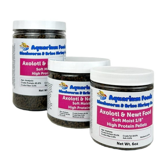 Axolotl Food 1/8" Soft Moist Sinking Rangen Salmon Meal Crumbles for Baby Axolotl, Newts, Shrimp, Snails - 6oz Sm Round Jar