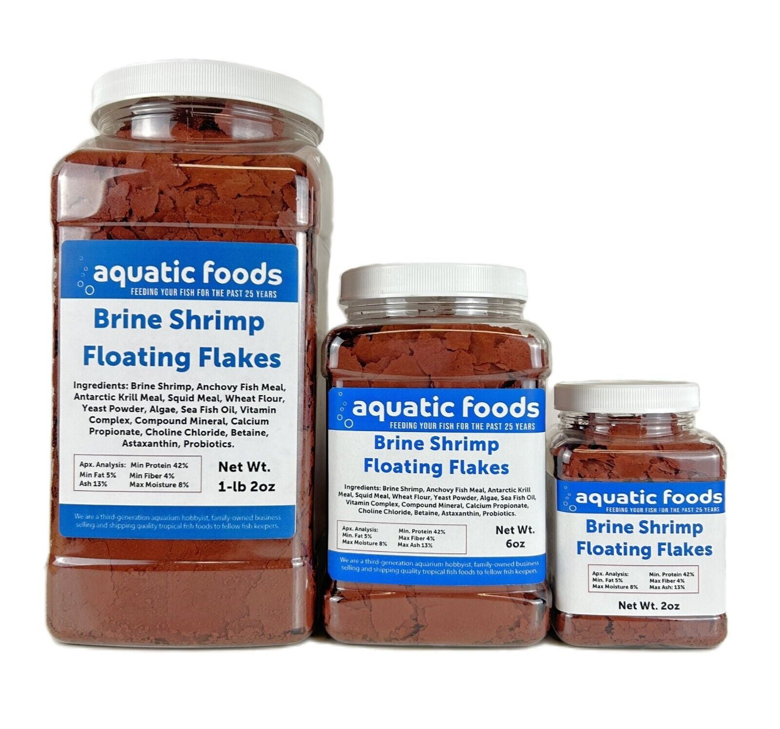 Aquatic Foods Inc. Brine Shrimp Flakes for Freshwater Cichlids Angels Tetras Guppies Marine Tangs Butterflies Angelfish Anthias Clown