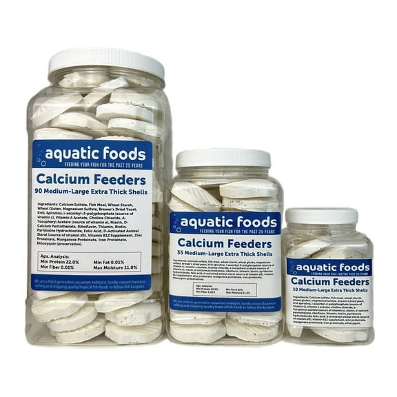 Aquatic Foods Inc. Calcium Feeder Medium-Large Shells. Extra Thick Shells for Shrimp, Snails, Crabs, Crayfish, Hermit Crabs and all Tropical Fish…10 Count Jar