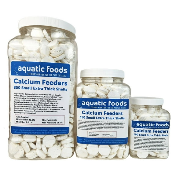 Calcium Feeder Shells, Small & Medium Extra Thick Shells for Shrimp, Snails, Crabs, Crayfish, Hermit Crabs and All Tropical Fish - 100 Count Jar