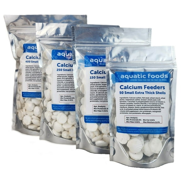 Aquatic Foods Inc. Calcium Feeder Small Shells. Extra Thick Shells for Shrimp, Snails, Crabs, Crayfish, Hermit Crabs and all Tropical Fish…50 Count Bag