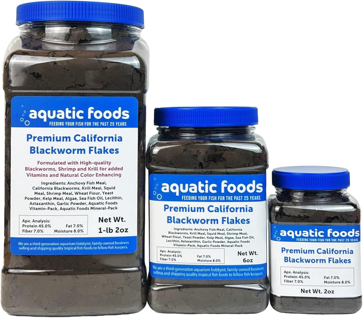 Aquatic Foods Inc. California Blackworm 45% Protein Premium Flakes for ...