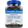 thumbnail image 1 of California Blackworm & Cichlid Green Gro Premium Flakes for Discus, Cichlids all Tropical Fish also Pellet Mix, Wafer Mix Included - 2oz Jar, 1 of 2