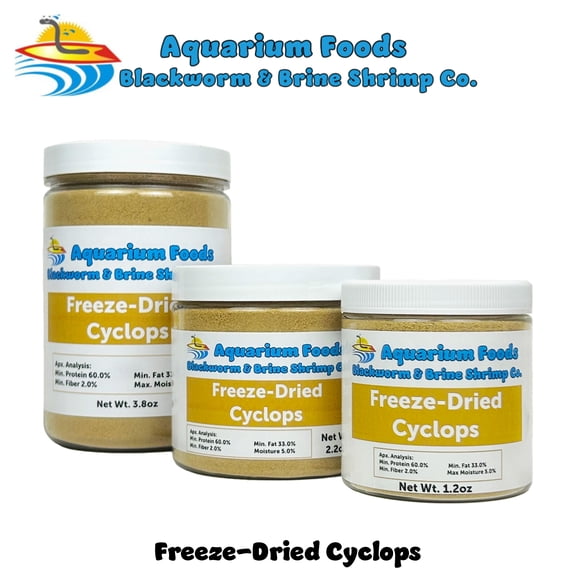Cyclops/Copepods - Freeze Dried Cyclops/Copepods for All Tropical Fish Fry, Babies, Corals, Sea Anemones, Marines - 2.2oz Med Round Jar