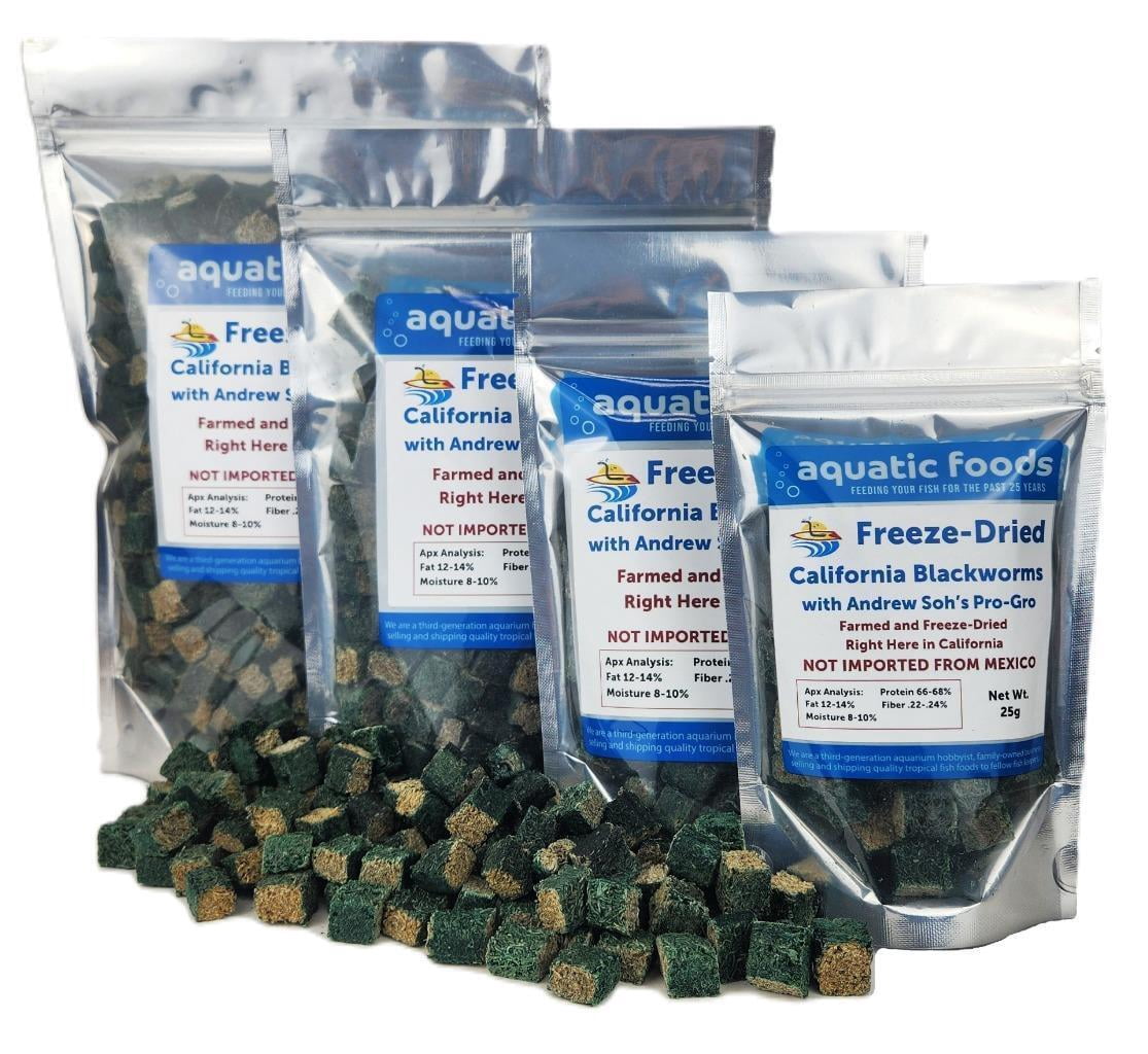 California Blackworms as Freeze Dried with Andrew Soh's Pro-Growth for Discus, Cichlids, All Tropical Fish. Farmed and Freeze Dried in California USA! - 25 Grams