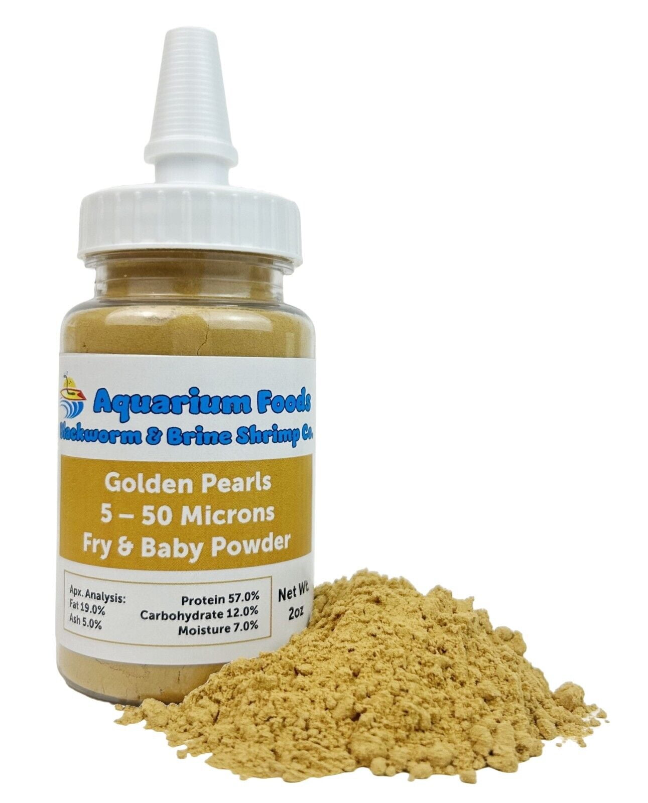 Aquatic Foods Inc. Golden Pearls 5-50 Microns for Tropical Fish Fry and Babies, Corals, Anemones, Reef Tanks2oz Squeeze Bottle