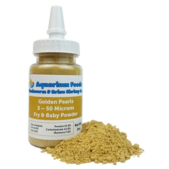 Aquatic Foods Inc. Golden Pearls 5-50 Microns for Tropical Fish Fry and Babies, Corals, Anemones, Reef Tanks…2oz Squeeze Bottle