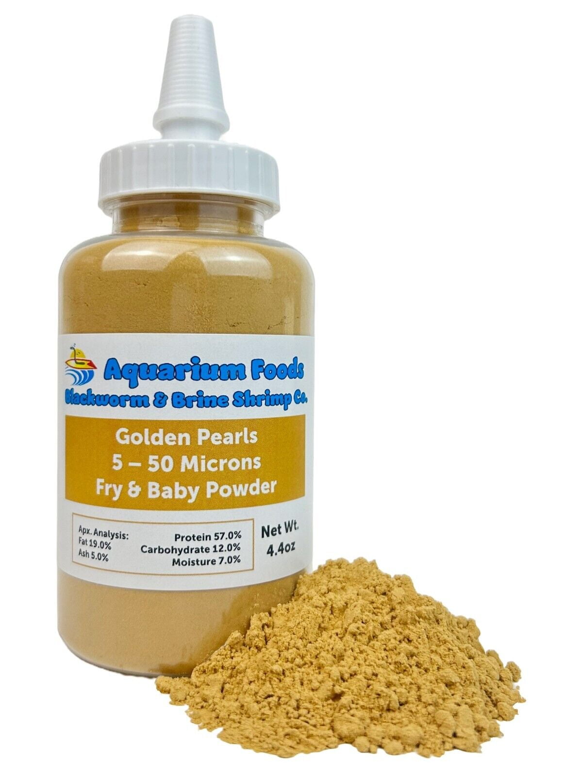 Aquatic Foods Inc. Golden Pearls 5-50 Microns for Tropical Fish Fry and Babies, Corals, Anemones, Reef Tanks4.4oz Squeeze Bottle