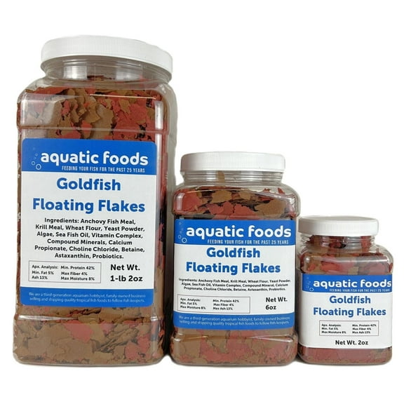 Goldfish Flakes, 28% Protein Premium Color Enhancing and Spirulina Flakes for Aquarium & Pond Goldfish, Koi and All Pond Fish - WL 2oz Sm Jar