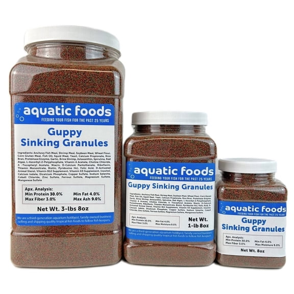Guppy Micro Sinking Granules, Color Enhancing and Spirulina Mix For Guppies & Enders, Tetras, All Live Bearers, Baby Cichlids - WL 8oz Sm Jar
