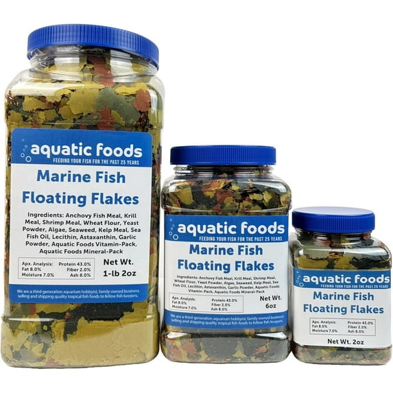 Marine Fish Flakes of Red/Green Algae, Seaweed for Tangs, Butterflies, Angelfish, Anthias, Clown Fish, Damsels Pellet & Wafer Mix Included - 6oz