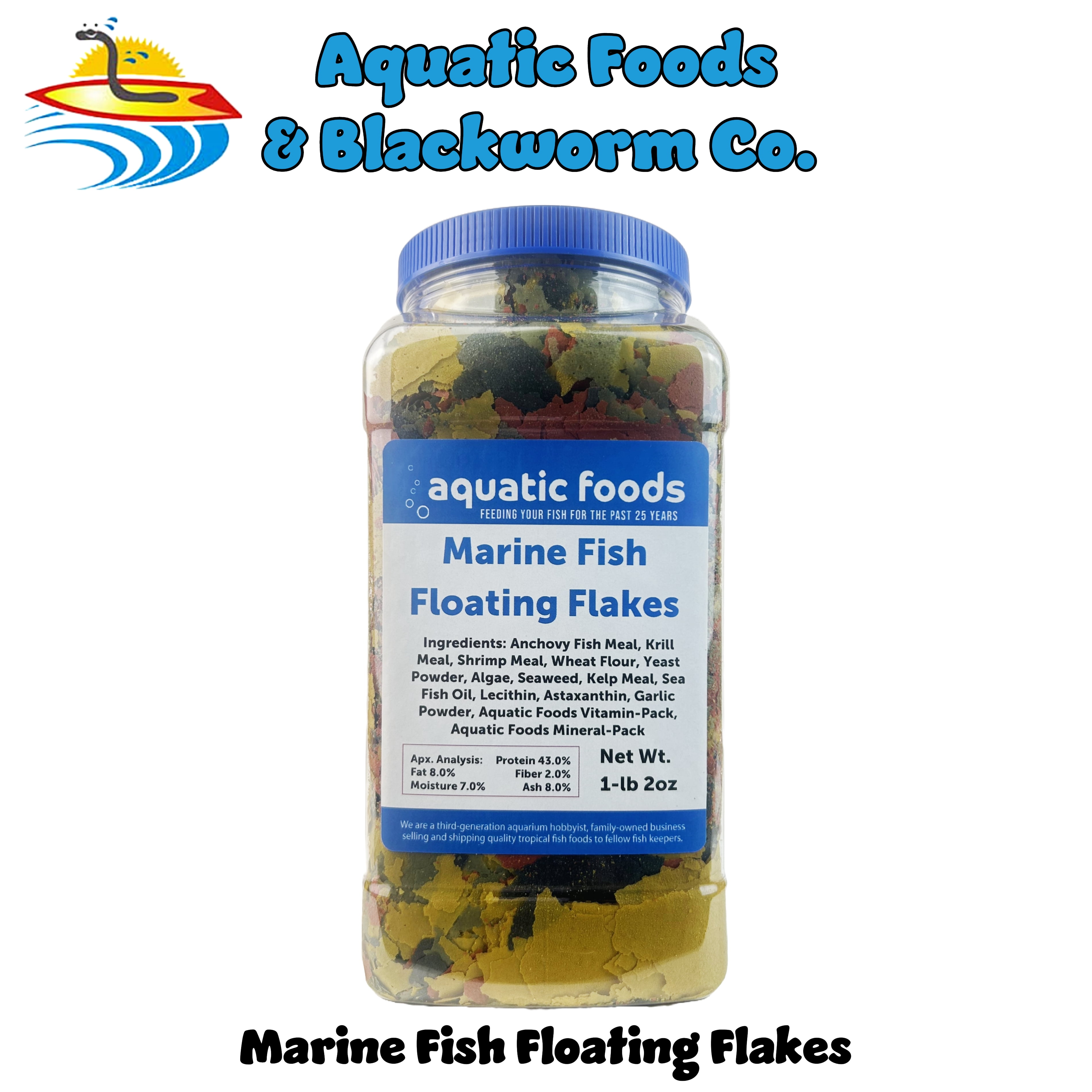Marine Fish Flakes of Red & Green Algae, Seaweeds for Tangs, Butterflies, Angelfish, Anthias, Clown Fish, Damsels - 1-lb 2oz Lg Jar