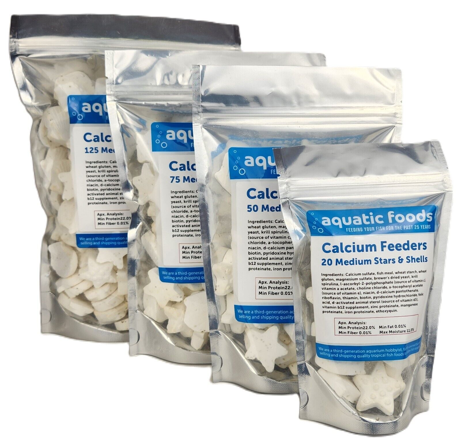 Calcim Shells Calcium Feeders, Medium Stars & Shells for Shrimp, Snails, Crabs ...