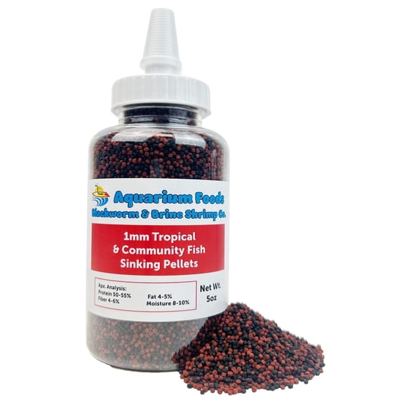 Aquatic Foods Inc. Blackworm and Color Enhancing Fish Food Sinking Pellet Mix, 5oz Squeeze Bottle