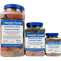 Aquatic Foods Inc. Premium Cichlid Gro Ultra 6-Type Flake Mix with Krill, Shrimp, Plankton, Spirulina for Central & South American Cichlids also Pellet Mix, Wafer Mix Included…1-lb 2oz