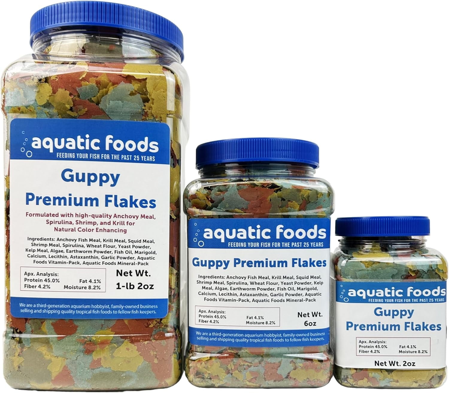 Guppy and Endler Flake Food also for Tetras, Zebras, all Nano and Micro Fish also 12-Type Pellet Mix, 4 Type Wafer Mix Included - 1-lb 2oz