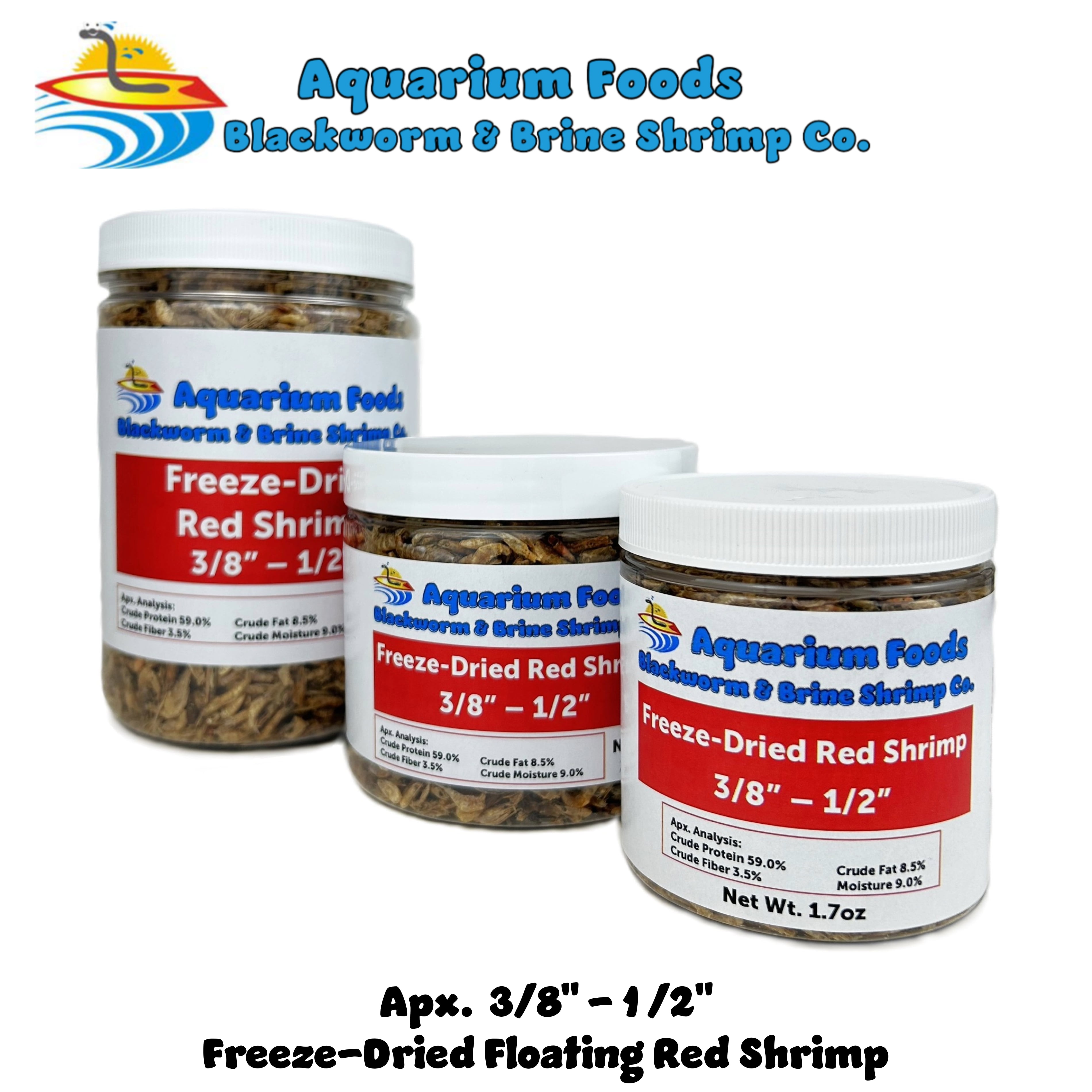 Red River Shrimp - Freeze-Dried 3/8" to 1/2" for Cichlids, Koi & Pond Fish, Aquatic Turtles, All Tropicals, Reptiles, Rodents - 5.2oz Lg Round Jar