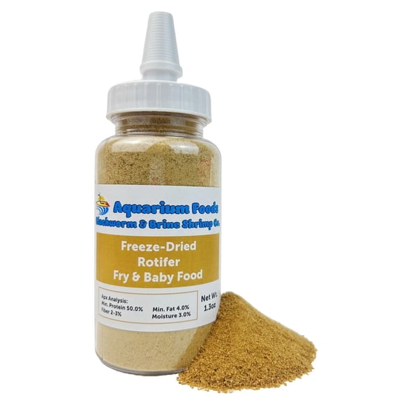 Rotifers Powder/Micro Bits as Fry & Baby Food, for Freshwater Fish, Marine Fish, Baby Pond Fish, Corals, Anemones, Tiny Nano Fish -1.3oz Med Bottle